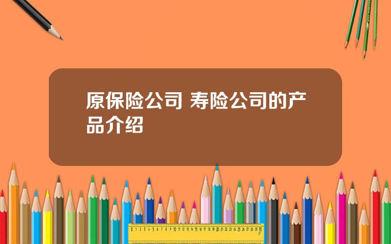 原保险公司 寿险公司的产品介绍